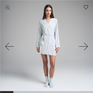 SKIMS NWT Soft Lounge Robe - Cloud Candy Heart Print S